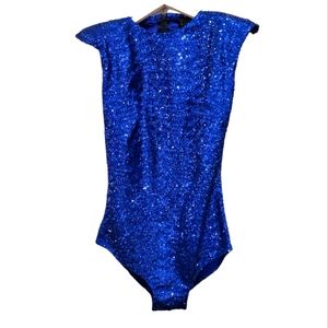 Sequins sparking hugh shoulder pads one of a kind Body suit.